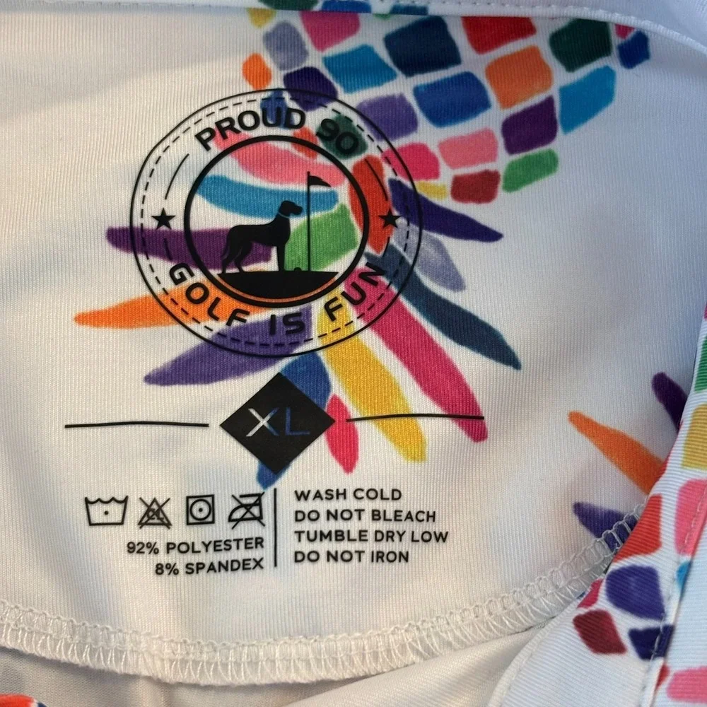 NEW Proud 90 Golf Polo Shirt Men XL White Pineapple Party Stretch NWT $79 Travel